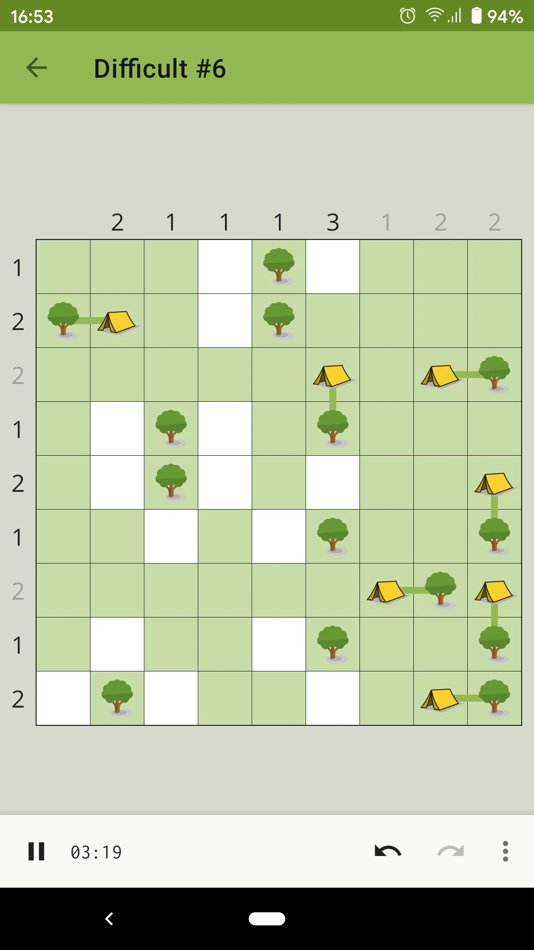 Trees and Tents: Logic Puzzles screenshot