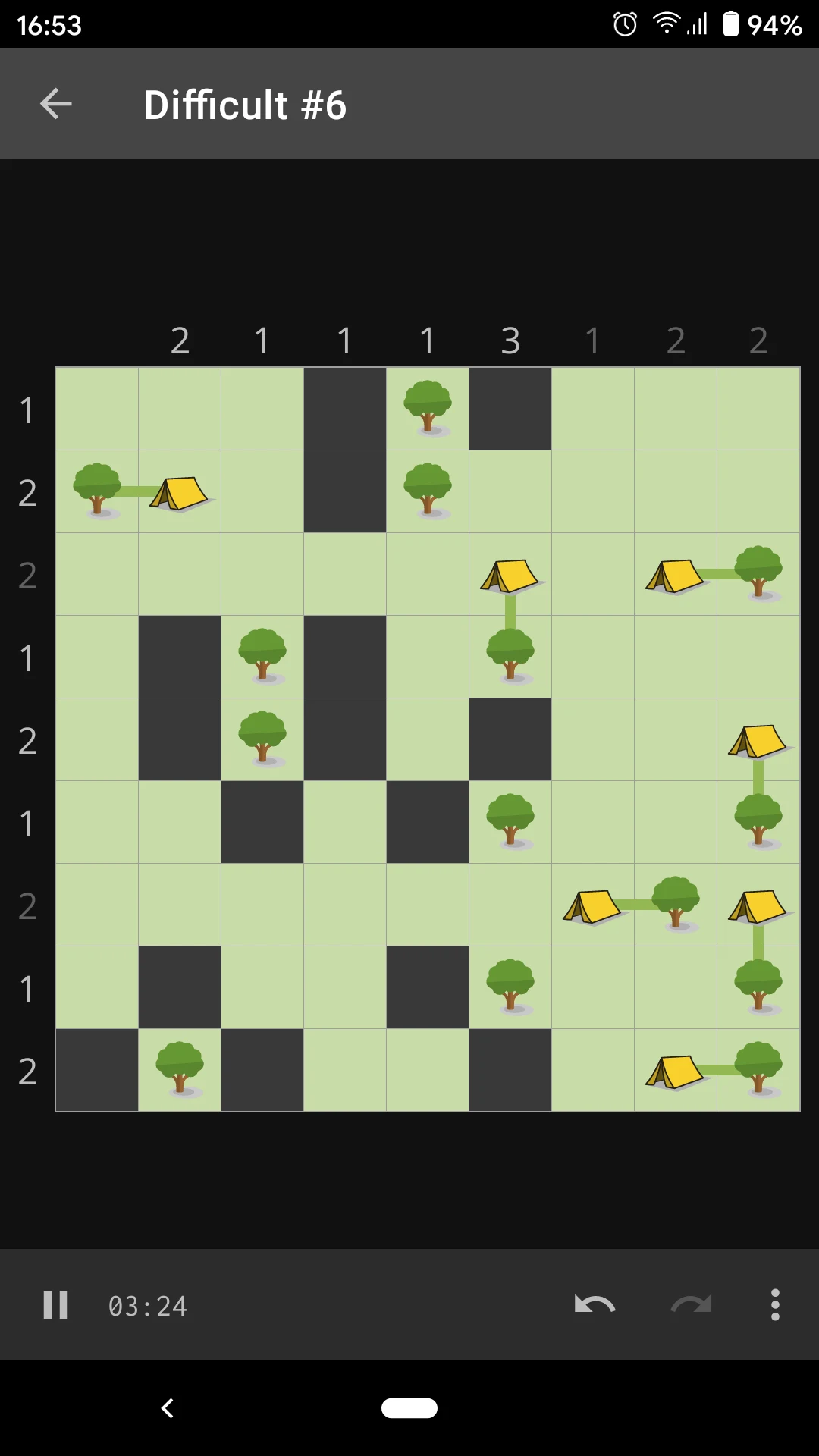 Trees and Tents: Logic Puzzles screenshot