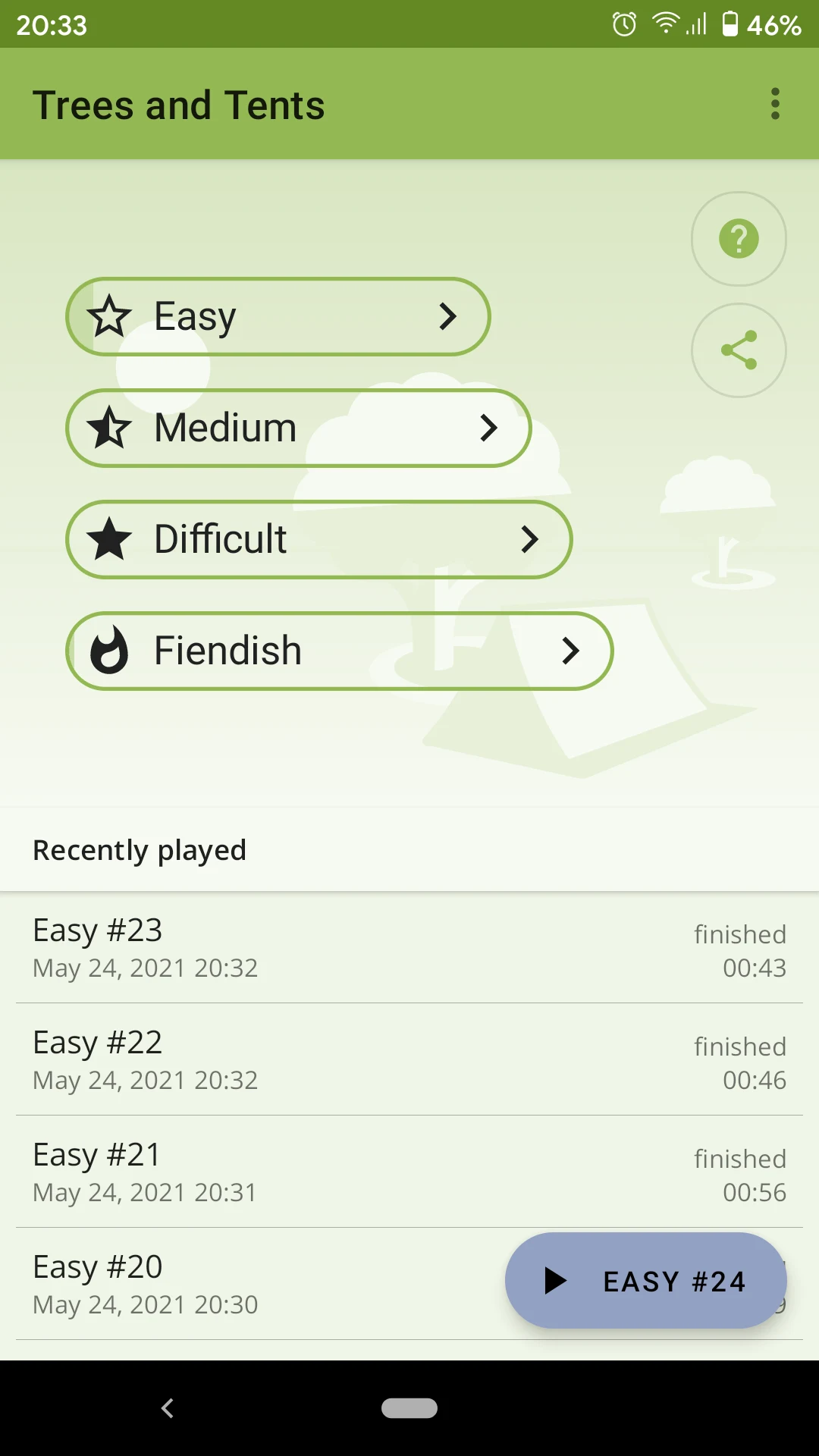 Trees and Tents: Logic Puzzles screenshot